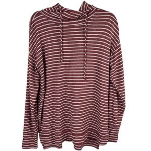 Workshop Republic Clothing Soft Red & White Striped Hoodie Size Medium